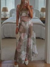 Elegant Off-Shoulder Floral Print Chiffon Maxi Dress